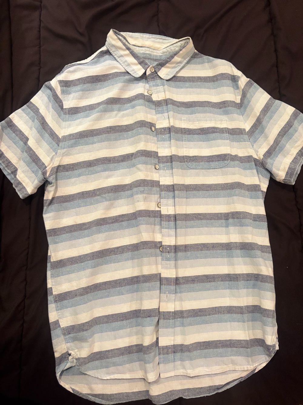 Jachs Short-Sleeve Button-Down Shirt in Light Blue & White Stripes